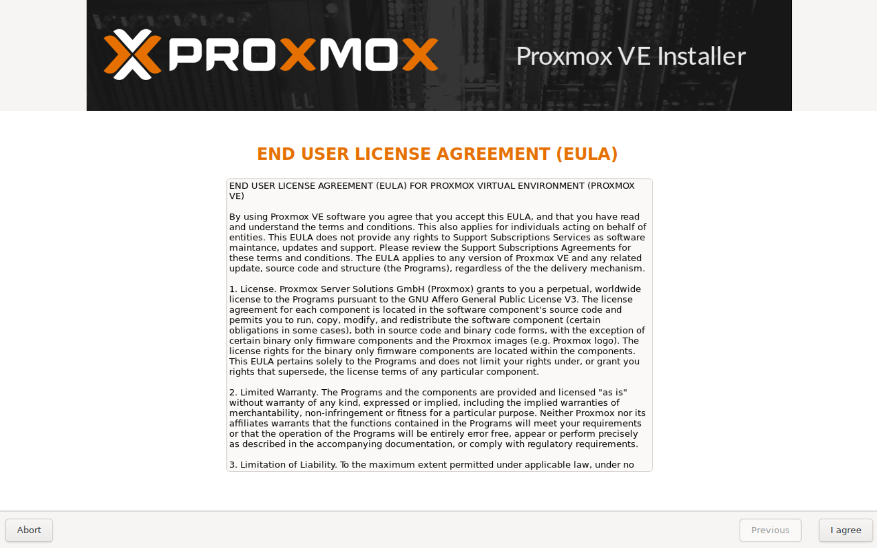 EULA Proxmox